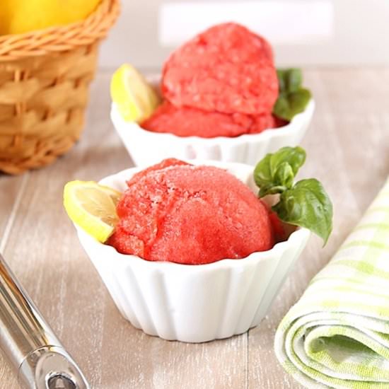 Strawberry Sorbet with Honey