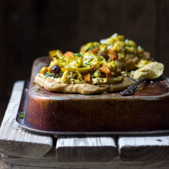 Spiced Veggie Naan Pizzas