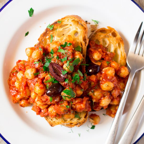 Greek chickpeas on toast