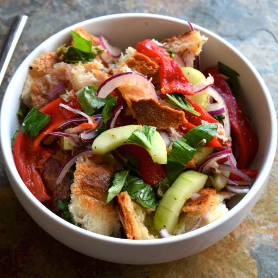 Roasted red pepper panzanella