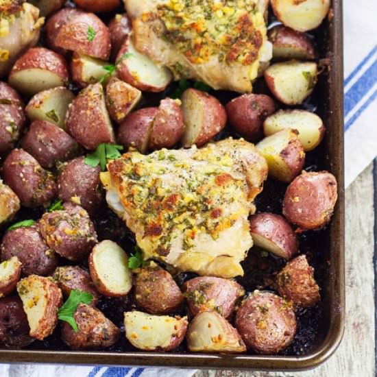 One Pan Garlic Roasted Chicken