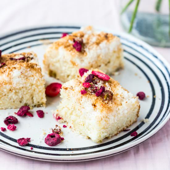 Rhubarb Coconut Slice