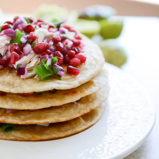 Chicken Tostadas & Pom Lime Salsa