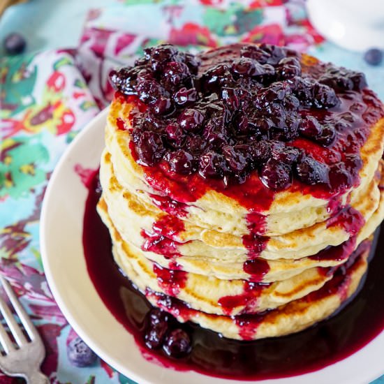 Lemon Ricotta Pancakes w/ Blueberry