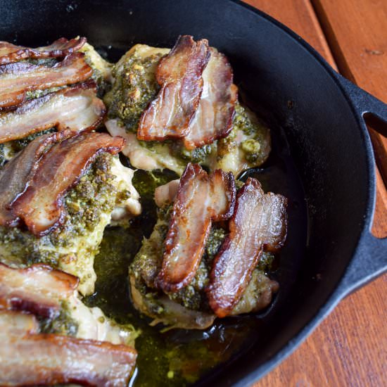 Pesto Bacon Chicken Thighs