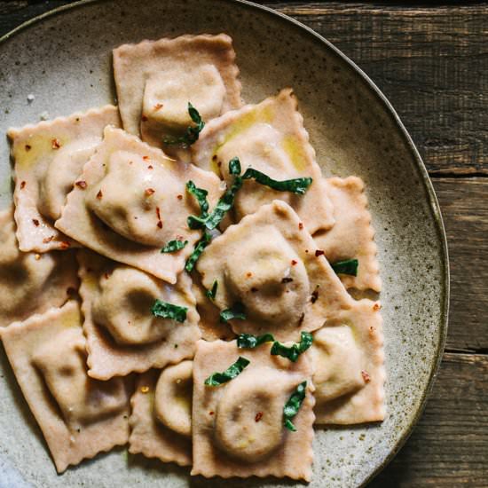 Kale Pesto Spelt Ravioli