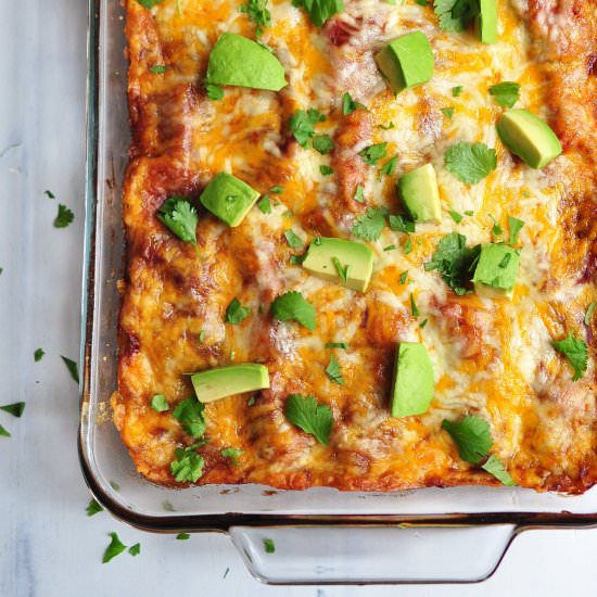 Cheesy Chicken Enchilada Bake