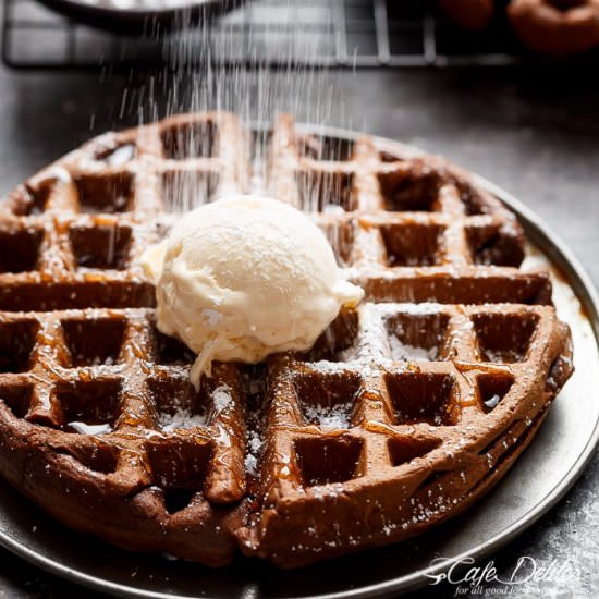 Dark Chocolate Cake Waffles