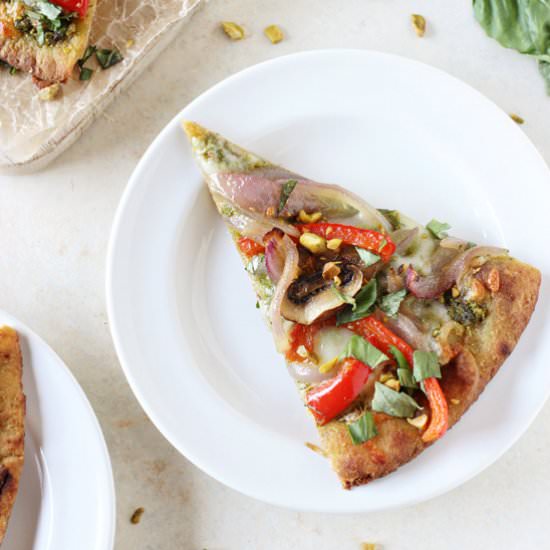 veggie pesto pizza