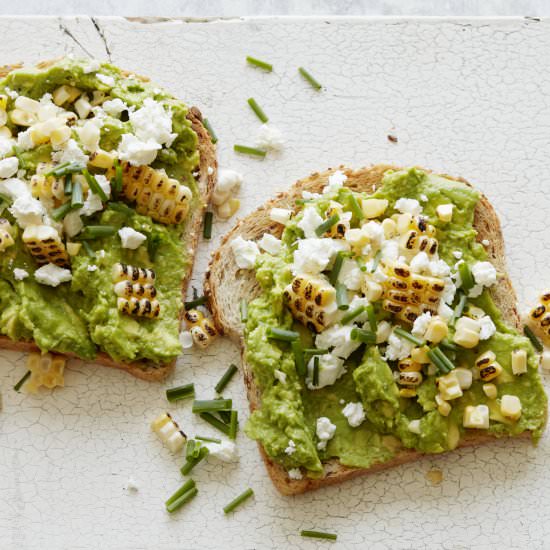 Corn + Goat Cheese Avocado Toast