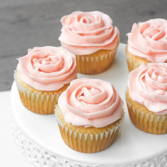 Mother’s Day Vanilla Rose Cupcakes