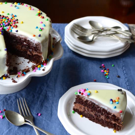 B+W Chocolate Birthday Cake