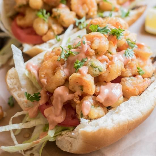 Beer Battered Shrimp Po’boy