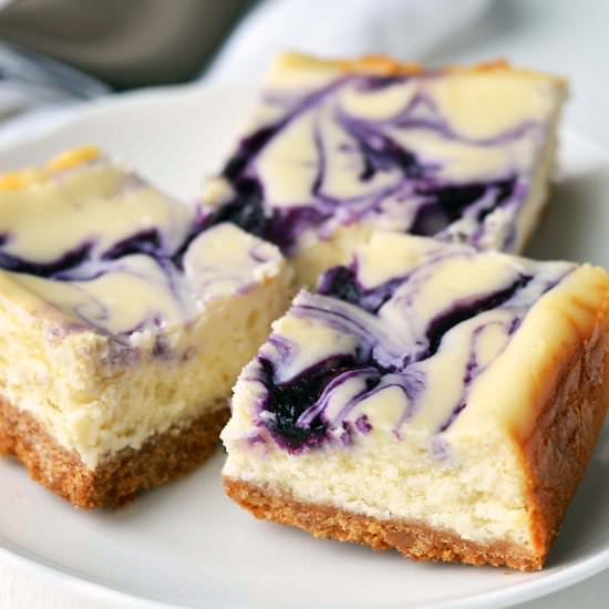 Blueberry Swirl Cheesecake Bars