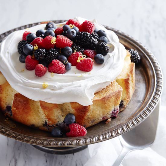 Mixed Berry Lemon Drenched Cake