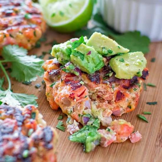 Salmon Burger with Avocado Salsa