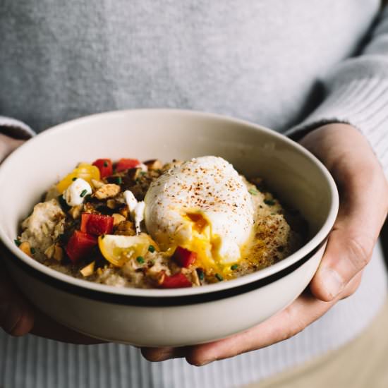 Savory Oatmeal & Poached Eggs