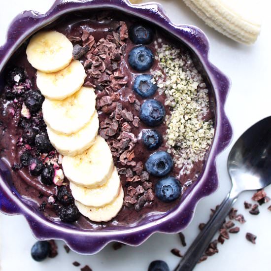 Blueberry Cacao Acai Bowls