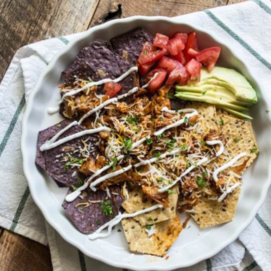 Vegetarian BBQ Jackfruit Nachos
