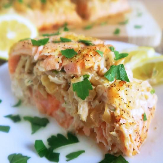 Lemon Butter Crab Stuffed Salmon