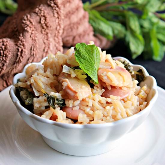 Double Beans And Mint Pilaf