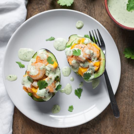Stuffed Avocado with Shrimp & Mango