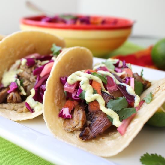 Carnitas Tacos with Poblano Cream