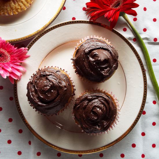 Dark Chocolate Almond Cupcakes