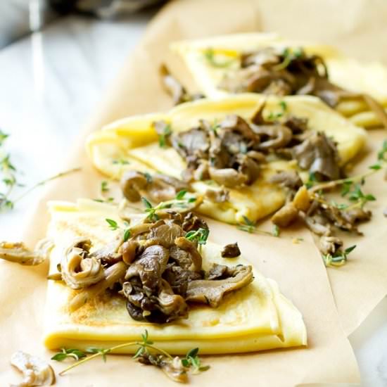 Crepes with Mushrooms and Gruyere