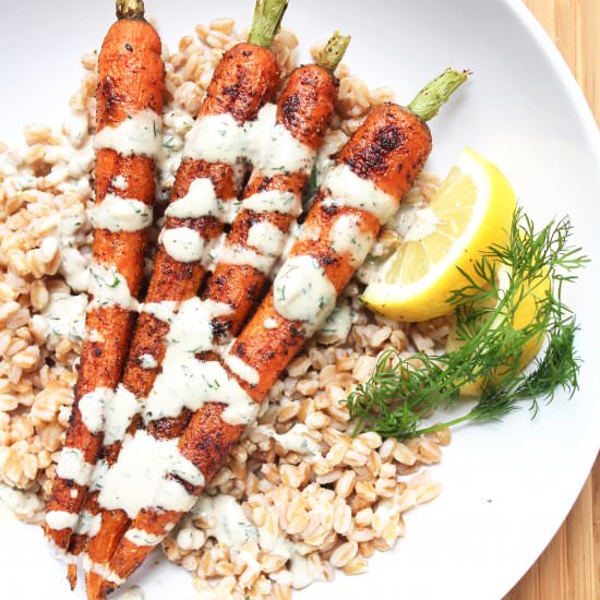 Farro with Carrots & Dill Tahini