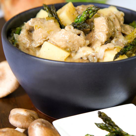VEAL STEW W/ ASPARAGUS & MUSHROOMS