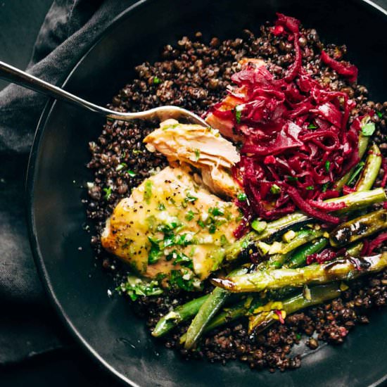 Perfect Baked Salmon with Lentils