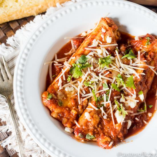 Homemade Three Cheese Manicotti