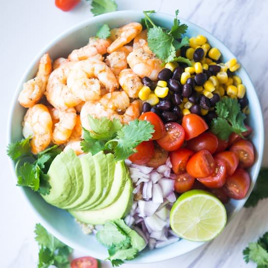 Garlic Lime Shrimp Quinoa Salad