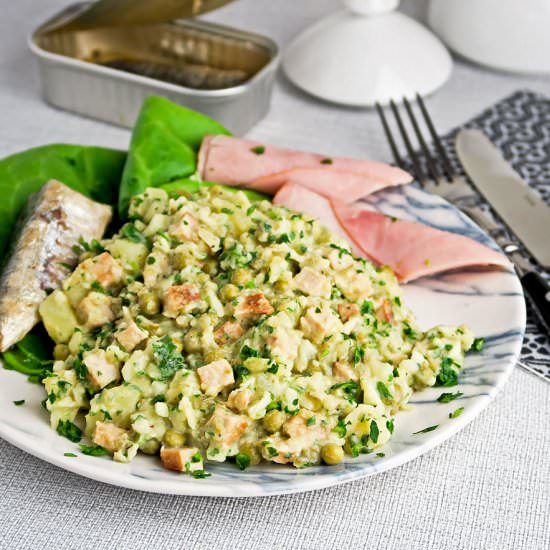 Potato salad with ham