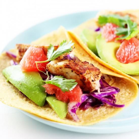 Grapefruit & Avocado Fish Tacos