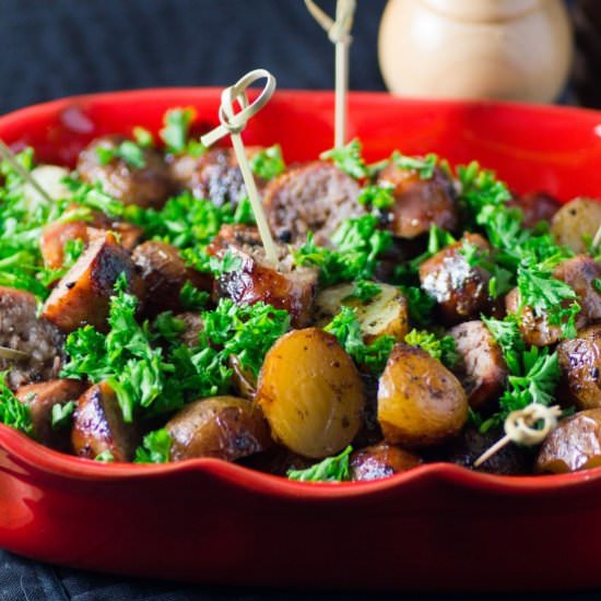 Simple BBQ Potato Sausage Appetizer