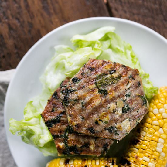 Spinach Artichoke Turkey Burgers