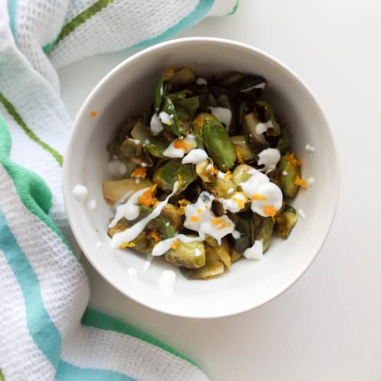 Orange Brussels with Mint Yogurt