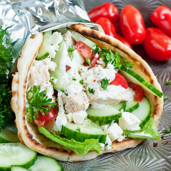 Easy Chicken Gyros with Feta Sauce