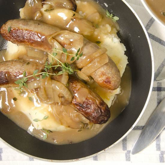 Bangers and Mash with Gravy