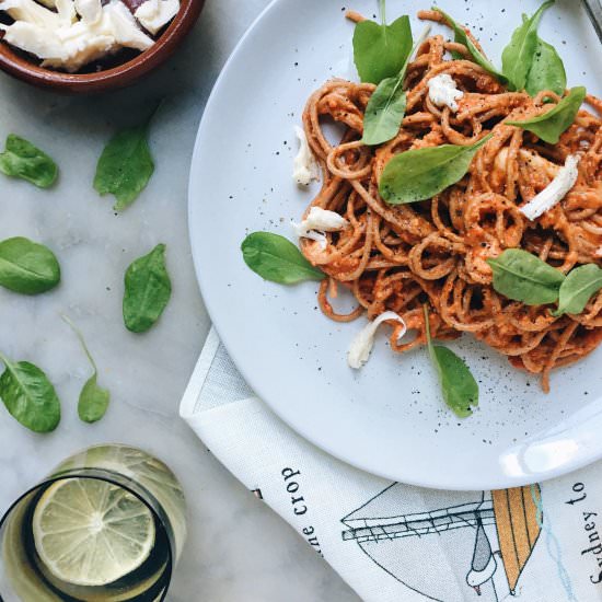 Spaghetti with Romesco Sacue