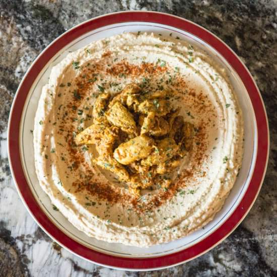Hummus and Garlic Turmeric Chicken