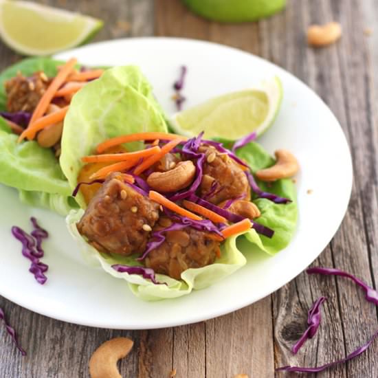 Sriracha Tempeh Lettuce Wraps