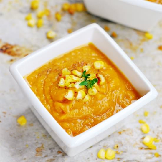 Roasted Pumpkin and Sweet Potato Soup