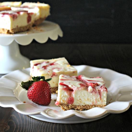 Strawberry Swirl Cheesecake Bars