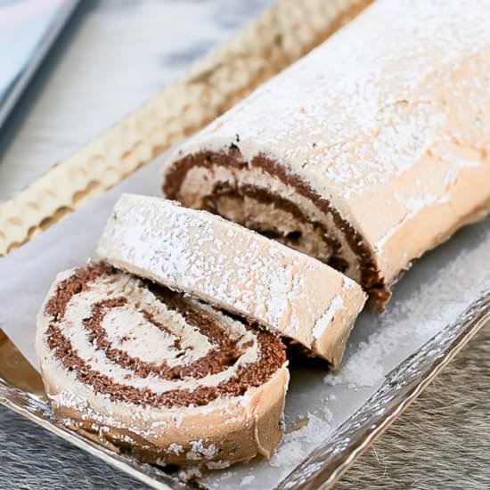 Chocolate Cake Roll with PB Icing