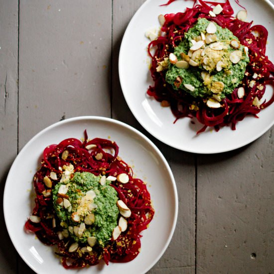 Beet Noodles w/ Pesto