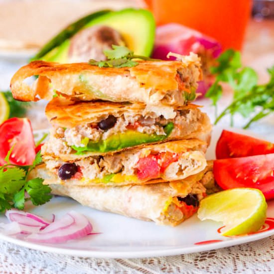 Egg and Veggie Breakfast Quesadilla