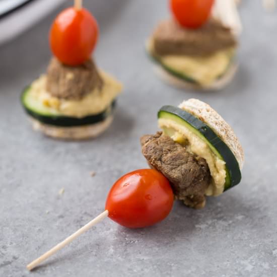 Steak and Hummus Pita Bites